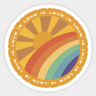 Love is Love Sun and Rainbow retro design Sticker